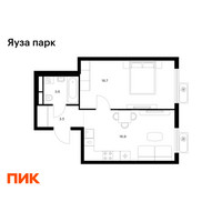 Планировка однокомнатной(квартира) площадью 40.7 квадратных метров в “ЖК Яуза Парк (Мытищи)”