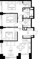 Планировка трехкомнатной(квартира) площадью 79.09 квадратных метров в “ЖК Сити Бэй”