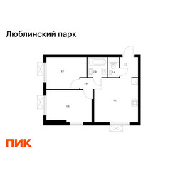 Планировка двухкомнатной(квартира) площадью 45.2 квадратных метров в ЖК “ЖК Люблинский парк”