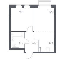 Планировка однокомнатной(квартира) площадью 34.73 квадратных метров в “ЖК Рублевский Квартал”