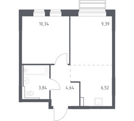 Планировка однокомнатной(квартира) площадью 34.73 квадратных метров в ЖК “ЖК Рублевский Квартал”