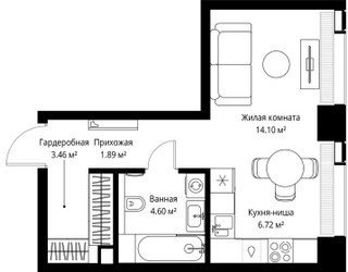 Планировка студии(квартира) площадью 30.77 квадратных метров в ЖК “ЖК Веер”