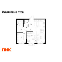 Планировка двухкомнатной(квартира) площадью 56.82 квадратных метров в “ЖК Ильинские луга”