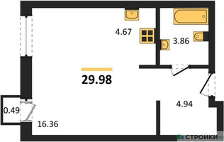 Планировка студии(квартира) площадью 30 квадратных метров в “ЖК М_5”