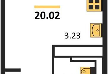 Планировка студии(квартира) площадью 20.02 квадратных метров в ЖК “ЖК Долина Яузы”