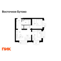 Планировка двухкомнатной(квартира) площадью 46.7 квадратных метров в “ЖК Восточное Бутово”