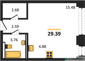 Планировка студии(квартира) площадью 29.39 квадратных метров в “ЖК NOVA (Нова)”
