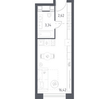 Планировка студии(апартаменты) площадью 22.38 квадратных метров в “ЖК Пятницкое 58 (Перец)”