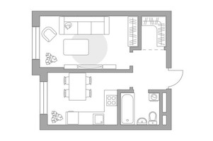 Планировка однокомнатной(квартира) площадью 35.69 квадратных метров в “ЖК Живописный”