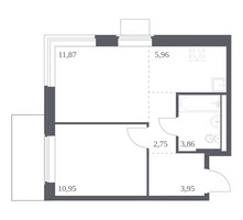 Планировка однокомнатной(квартира) площадью 39.34 квадратных метров в “ЖК Квартал Западный”