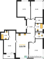 Планировка 4+ комнатной(квартира) площадью 113 квадратных метров в “Жилой район Alia (Алиа)”