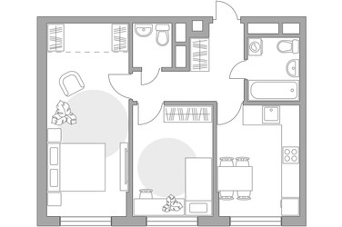 Планировка двухкомнатной(квартира) площадью 54.52 квадратных метров в ЖК “ЖК Императорские Мытищи”