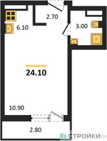 Планировка студии(квартира) площадью 24.1 квадратных метров в “ЖК Родные кварталы”