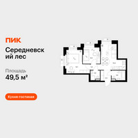 Планировка двухкомнатной(квартира) площадью 49.5 квадратных метров в “ЖК Середневский лес”