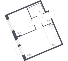Планировка однокомнатной(квартира) площадью 43.68 квадратных метров в “ЖК Молжаниново”