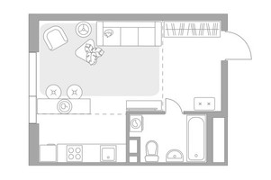 Планировка студии(квартира) площадью 29.85 квадратных метров в “ЖК Нижегородская от Гранель”