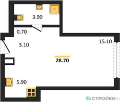 Планировка студии(квартира) площадью 28.7 квадратных метров в “Акценты”