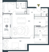 Планировка трехкомнатной(квартира) площадью 143.1 квадратных метров в “ЖК Springs (Спрингс)”