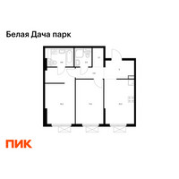 Планировка двухкомнатной(квартира) площадью 55.1 квадратных метров в “ЖК Белая Дача парк”