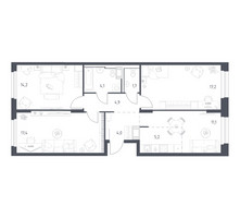 Планировка трехкомнатной(квартира) площадью 79.2 квадратных метров в “ЖК Мытищи Парк”