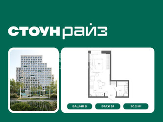 Планировка студии(квартира) площадью 30.2 квадратных метров в ЖК “ЖК СТОУН Райз”