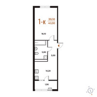 Планировка однокомнатной(квартира) площадью 41 квадратных метров в “ЖК Новое Летово”