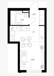 Планировка студии(квартира) площадью 24.11 квадратных метров в ЖК “ЖК Ильинские луга”