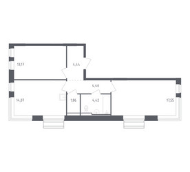 Планировка двухкомнатной(квартира) площадью 59.97 квадратных метров в ЖК “ЖК Рублевский Квартал”