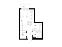 Планировка студии(квартира) площадью 29.8 квадратных метров в “ЖК Середневский лес”