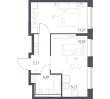 Планировка однокомнатной(квартира) площадью 37.53 квадратных метров в “ЖК Квартал Домашний”