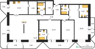 Планировка 4+ комнатной(квартира) площадью 178.13 квадратных метров в “Квартал Foriver”