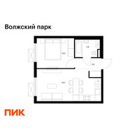 Планировка однокомнатной(квартира) площадью 36.2 квадратных метров в “ЖК Волжский Парк”
