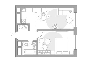 Планировка двухкомнатной(квартира) площадью 41.01 квадратных метров в “ЖК Ильинойс”