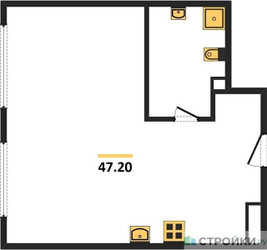 Планировка однокомнатной(квартира) площадью 47.2 квадратных метров в ЖК “ЖК PRIDE (Прайд)”