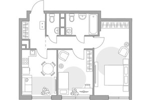 Планировка двухкомнатной(квартира) площадью 51.42 квадратных метров в “ЖК Нижегородская от Гранель”