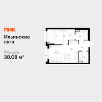 Планировка однокомнатной(квартира) площадью 38.08 квадратных метров в “ЖК Ильинские луга”