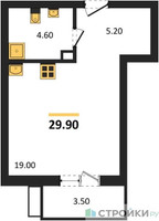 Планировка студии(квартира) площадью 29.9 квадратных метров в “Павлово 3”