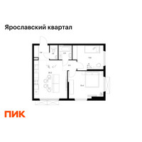 Планировка двухкомнатной(квартира) площадью 57.5 квадратных метров в “Ярославский квартал”