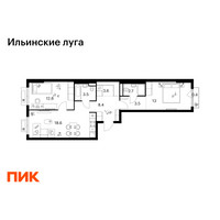Планировка двухкомнатной(квартира) площадью 66.5 квадратных метров в “ЖК Ильинские луга”