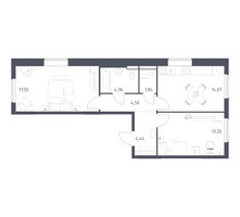 Планировка двухкомнатной(квартира) площадью 60.02 квадратных метров в “ЖК Горки Парк”