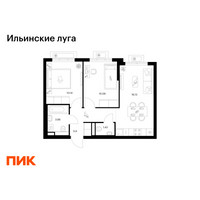 Планировка двухкомнатной(квартира) площадью 47.35 квадратных метров в “ЖК Ильинские луга”