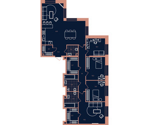 Планировка 4+ комнатной(квартира) площадью 140 квадратных метров в ЖК “ЖК Era (Эра)”