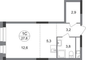 Планировка студии(квартира) площадью 27.8 квадратных метров в “ЖК Первый Московский”