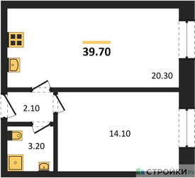 Планировка однокомнатной(квартира) площадью 39.7 квадратных метров в ЖК “ЖК ЗИЛАРТ”