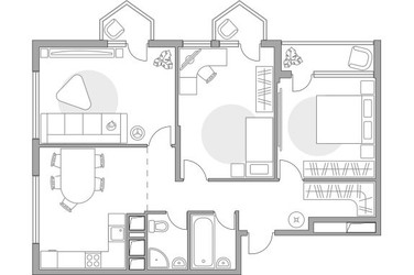 Планировка трехкомнатной(квартира) площадью 88.1 квадратных метров в ЖК “ЖК Бригантина”