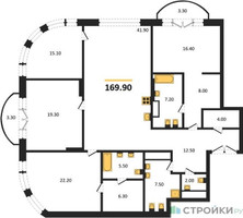 Планировка 4+ комнатной(квартира) площадью 169.9 квадратных метров в “ЖК Большая Татарская 35”
