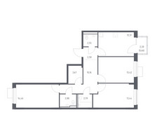 Планировка трехкомнатной(квартира) площадью 79.12 квадратных метров в “ЖК Молжаниново”