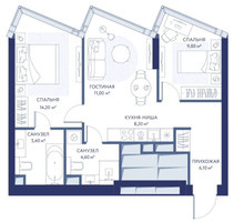 Планировка двухкомнатной(квартира) площадью 67.3 квадратных метров в “ЖК HideOUT (ХайдАут)”