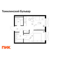Планировка однокомнатной(квартира) площадью 35.6 квадратных метров в “ЖК Томилинский бульвар”