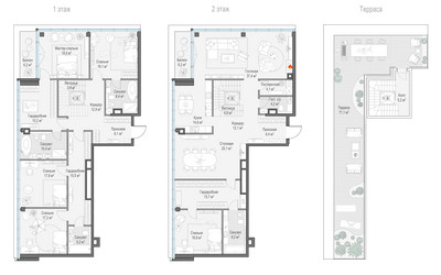 Планировка 4+ комнатной(квартира) площадью 306.5 квадратных метров в ЖК “Клубный квартал "Фрунзенская набережная"”